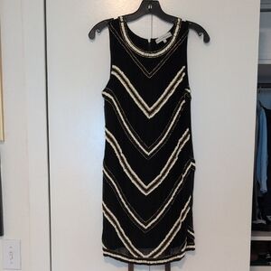 Black and Cream Sleeveless Dress